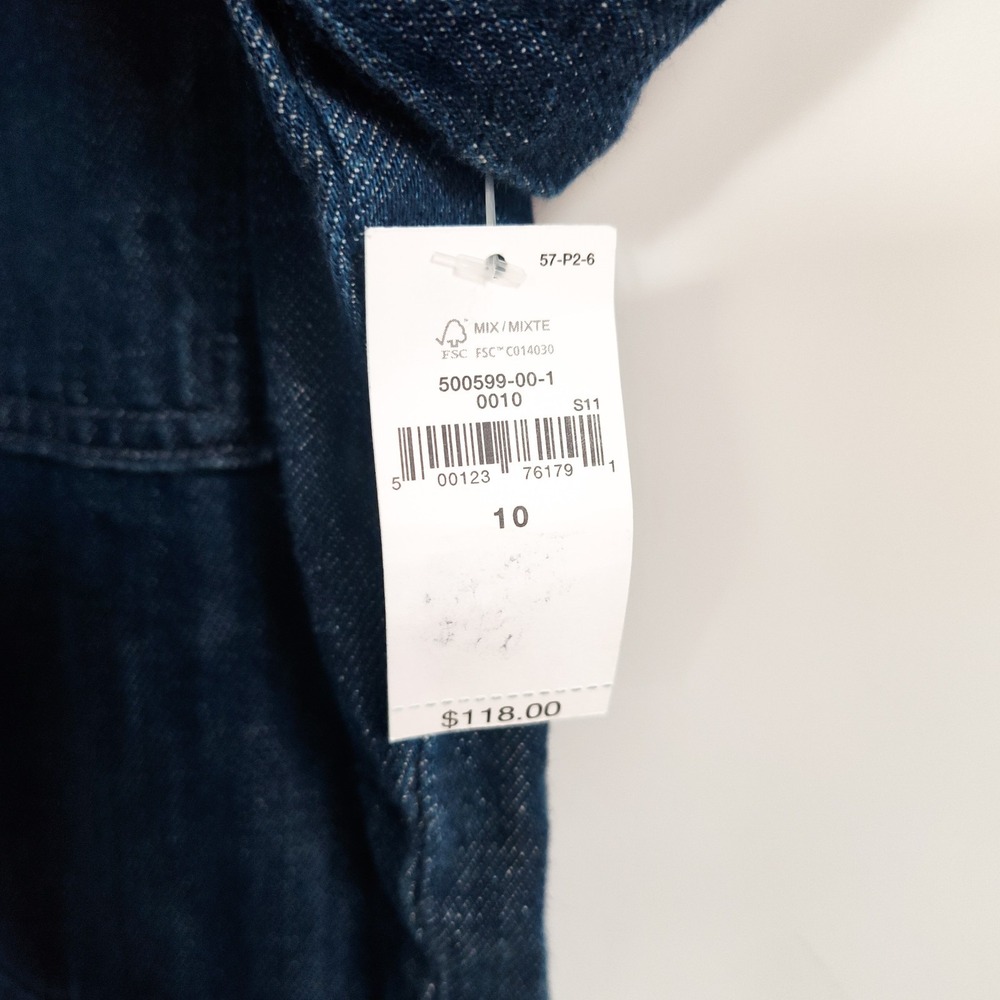 New Gap Jumpsuit Size 10 Denim Cargo Wide Leg Dark Blue Long Sleeve Full Zip NWT - Picture 16 of 16